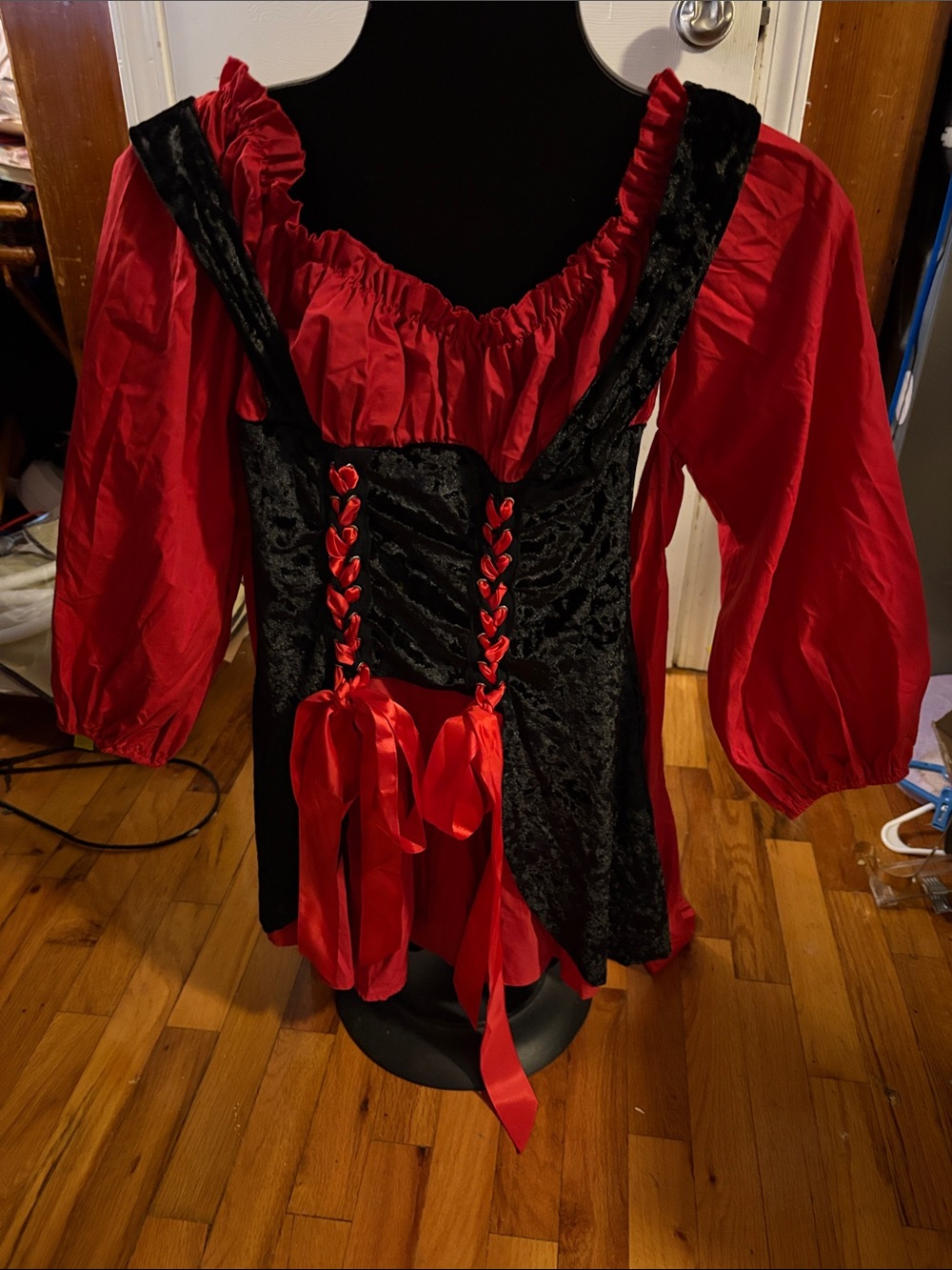 Leg Avenue Red & Black Girls' Pirate Bodice Sz Lg Cosplay Gothic Halloween